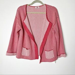 Wrap London pink chevron knit open cardigan